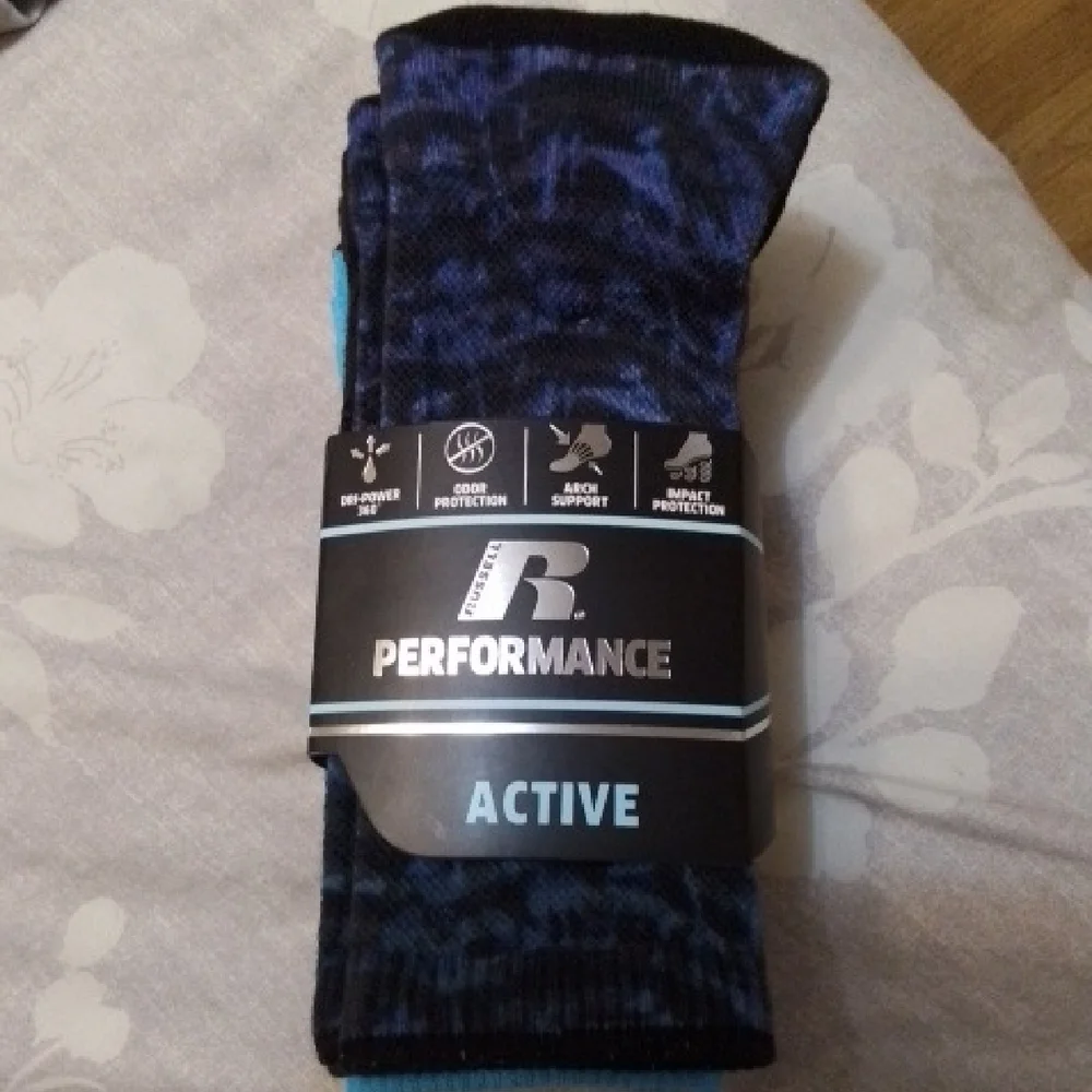 Blue Performance Athletic Socks Moisture-Wicking
